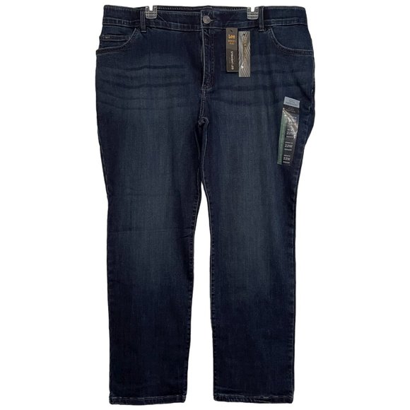 Lee Denim - LEE Women's Straight Leg Dark Wash Blue Jeans Flex Motion Denim Plus Sz 22W NEW